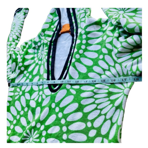 Tory Burch Green Floral Hooded Terry Cloth Pullover Small - Picture 5 of 6